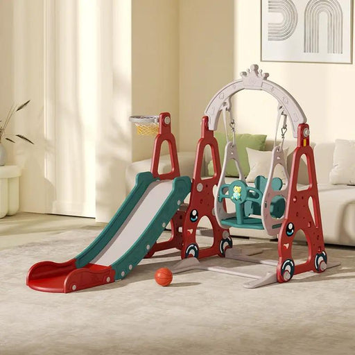 Multi-Colour Plastic Indoor/Outdoor Slide and Swing with Basket by dealonline.co.nz