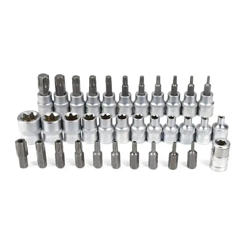 34X E Torx Socket Set Female Start Bit External Hex Torque Tool Garage Car 3/8" by salelink.co.nz