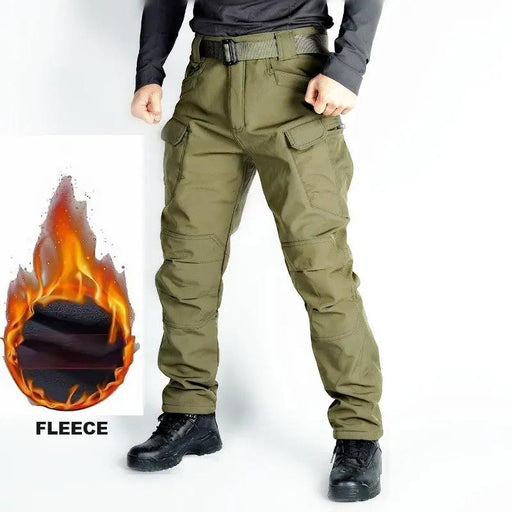 Men's Tactical Pants Water Resistant Cargo Pants Soft Shell Fleece Lined GREEN by dealonline.co.nz