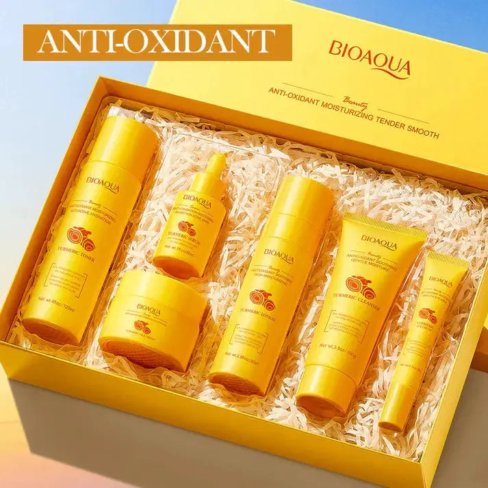 BIOAQUA Turmeric Antioxidant Soothing & Hydrating 6 piece Skincare Gift Set by Poppy Gifts