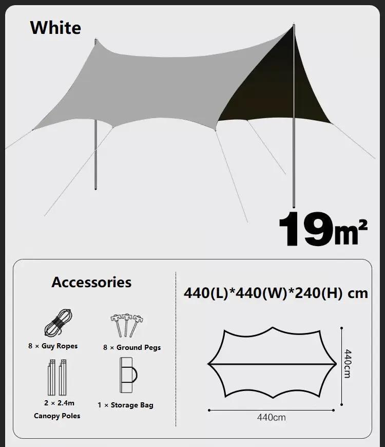 Camping Black-Glue Coating Canopy – Portable Beach & Outdoor Sun Shelter LCF10113 by ECOTREK