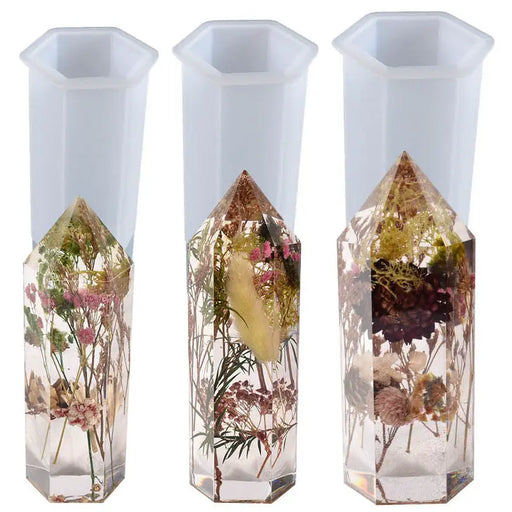 Resin Art NZ Moulds Crystal Tower 3D Six-Sided Vertebrae Cone Resin Candle Casting Mould with Resin, Cement, Candle Crystal Tower 3D Six-Sided Vertebrae Cone Resin Candle Casting Moul...