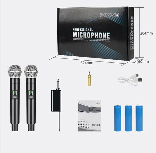2x Wireless Microphones with Receiver and Rechargeable Batteries, 100 ft Range Karaoke by dealonline.co.nz