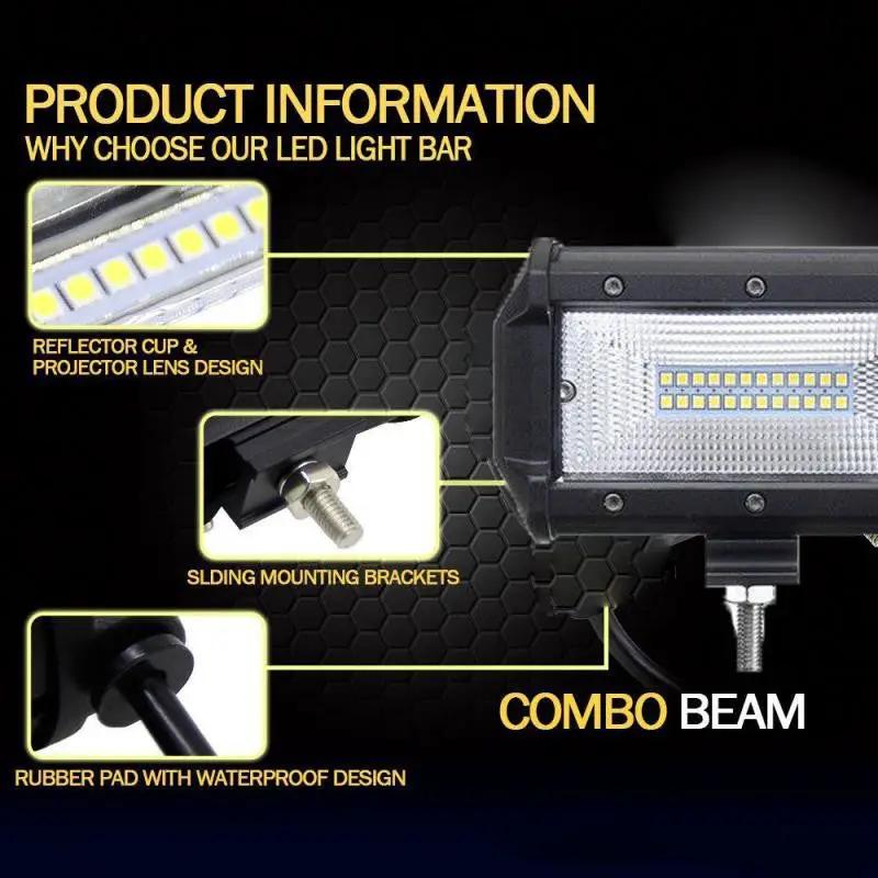 2x LED Work Light Bar Flood Light Lamp Offroad 4WD Car Truck SUV 12-24V by salelink.co.nz