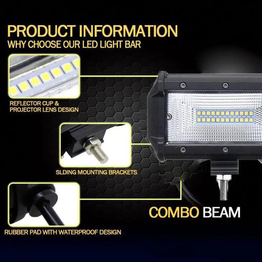 2x LED Work Light Bar Flood Light Lamp Offroad 4WD Car Truck SUV 12-24V by salelink.co.nz