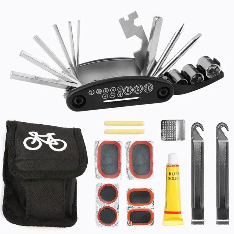 ECOTREK Bicycle Repair Kits ECOTREK 16 in 1 Compact Bike Multi Tool and Puncture Repair Kit ECOTREK 16 In 1 Bike Multi Tool And Puncture Kit