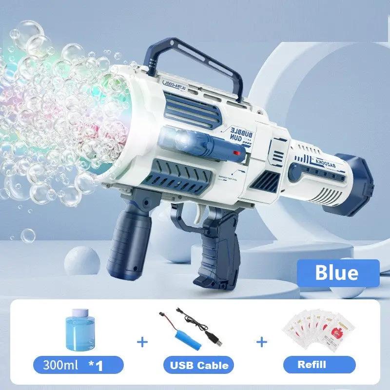 Large Rechargeable Rocket Bubble Gun + Flashlight (43cm) by dealonline.co.nz