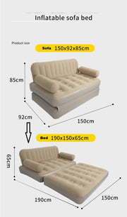 2-in-1 Inflatable Sofa Bed – Double Air Couch with High Backrest and Built-in Pump LX9521 by ECOTREK