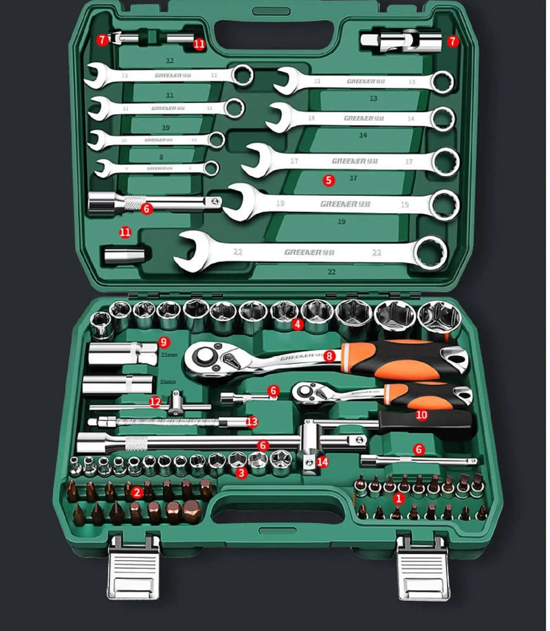 82-Piece Professional Automotive Tool Kit GRE7583 by ECOTREK