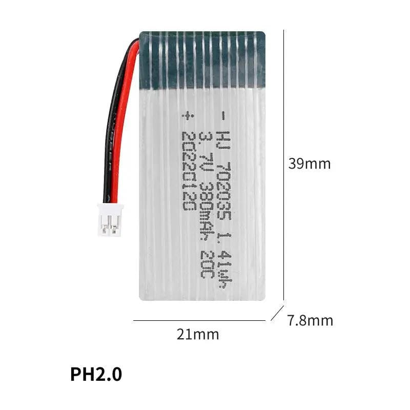 dealonline.co.nz dealonlinenz 3.7V 380mAh Li-Po Rechargeable Drone Battery PH2.0 Connector For Toys 3.7V 380mAh LiPo Battery PH2.0 Connector for Drones