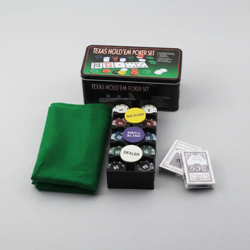 dealonline.co.nz dealonlinenz Texas Hold Em Poker Set Tin 200 Pieces With Chips Cards Mat Texas Hold Em Poker Set Tin 200 Poker Chips