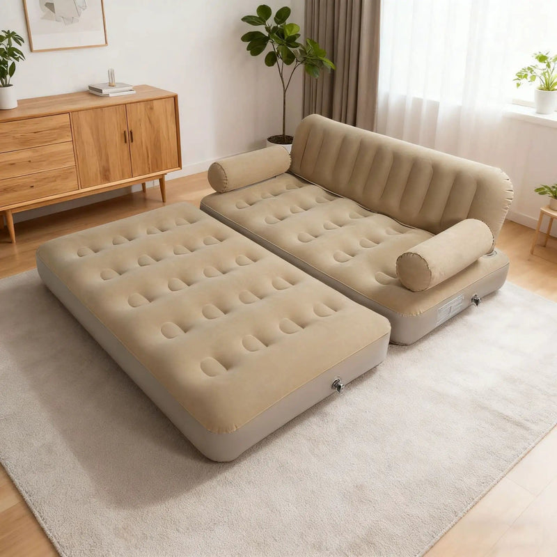 2-in-1 Inflatable Sofa Bed – Double Air Couch with High Backrest and Built-in Pump LX9521 by ECOTREK