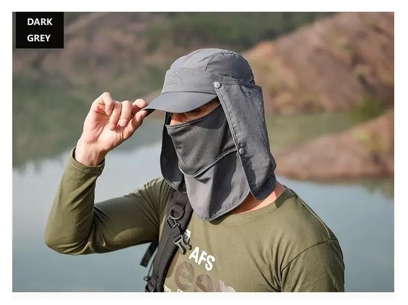 DARK GREY Sun Hat Wide Brim Bucket Hats Outdoor Fishing Hiking Cap UV Protection by dealonline.co.nz