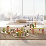 78 Pcs Wooden Railway Track Toy Early Educational Manual Control Car Set Gift by dealonline.co.nz