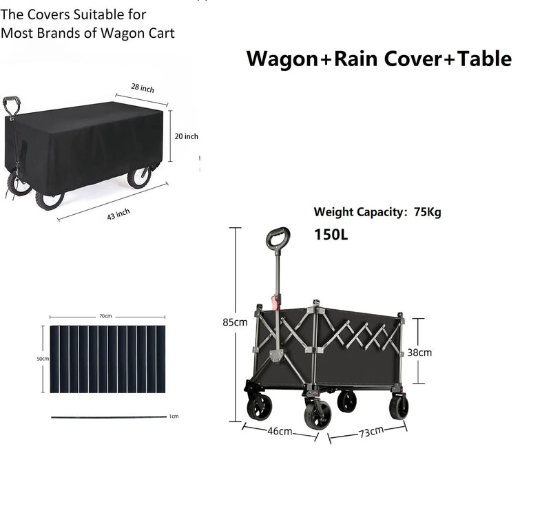 Ecotrek Folding Camping Trolley Heavy Duty Wagon Cart 150L XY1071 by ECOTREK