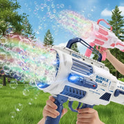 Large Rechargeable Rocket Bubble Gun + Flashlight (43cm) by dealonline.co.nz