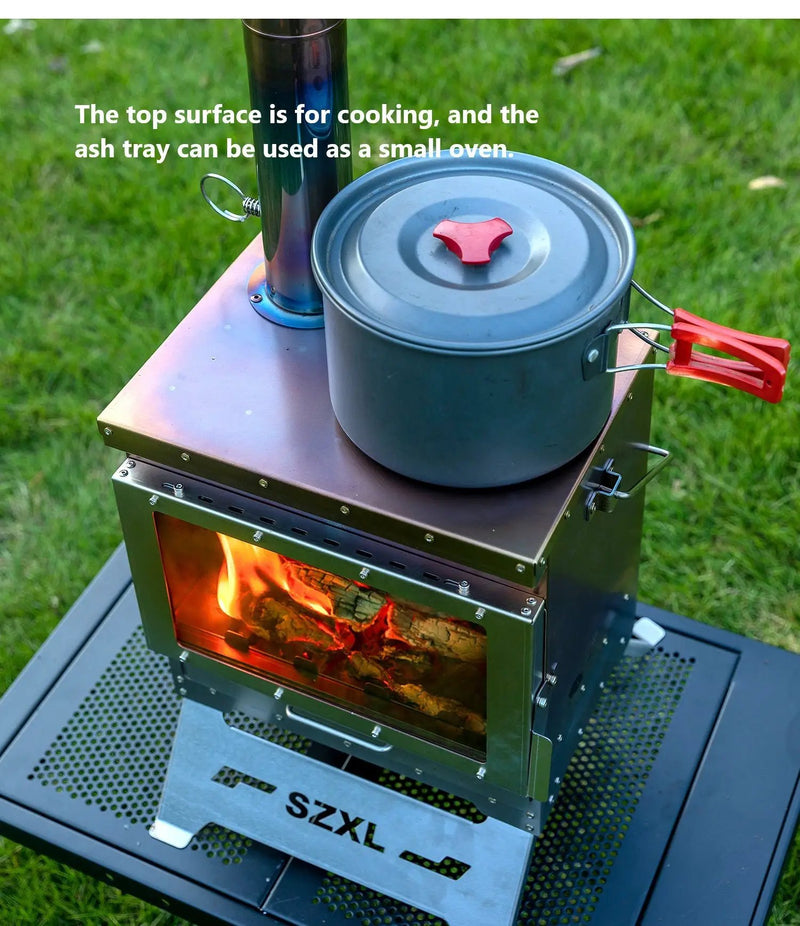 Wood Burning Stove – Outdoor Winter Heating Stove with Fire Viewing Glass SZXL2934 by ECOTREK