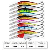 10 Pack Fishing Lures Hard Baits, 3D Eyes Minnow Fishing Lures 11cm 10.5g by dealonline.co.nz