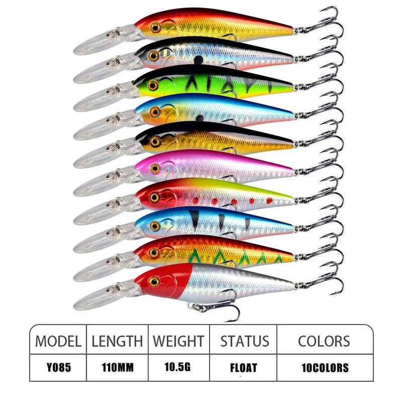 10 Pack Fishing Lures Hard Baits, 3D Eyes Minnow Fishing Lures 11cm 10.5g by dealonline.co.nz