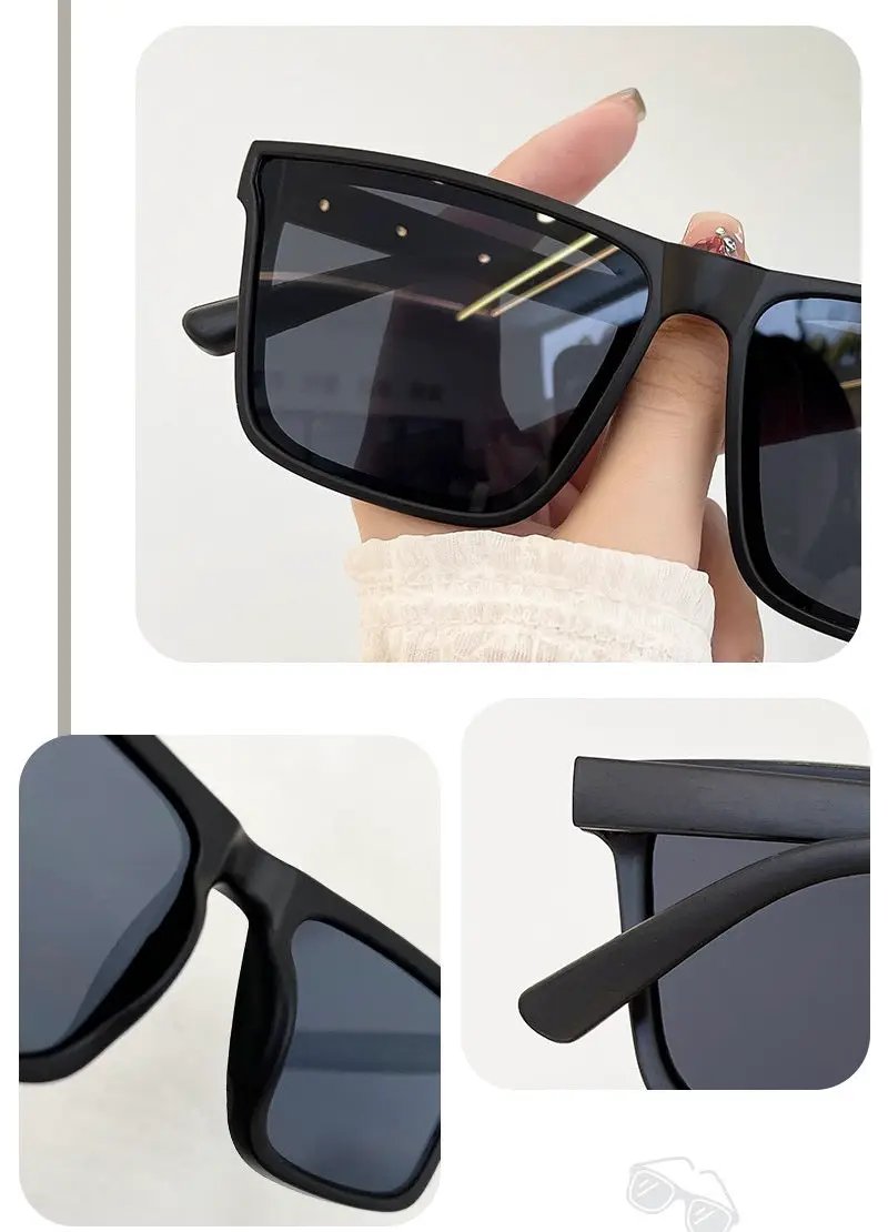 ECOTREK Black Retro Square Sunglasses – Lightweight UV380 Fashion Shades for Men & Women LX10 by ECOTREK
