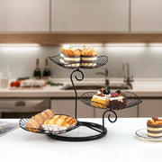 Luxury Multi-Layer Snack & Fruit Stand for Living Room, Kitchen Gold/Black by dealonline.co.nz