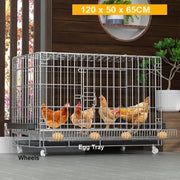 Chicken Coop 120CM Durable Collapsible Metal Cage Egg Tray with Wheels &amp; Cover by dealonline.co.nz