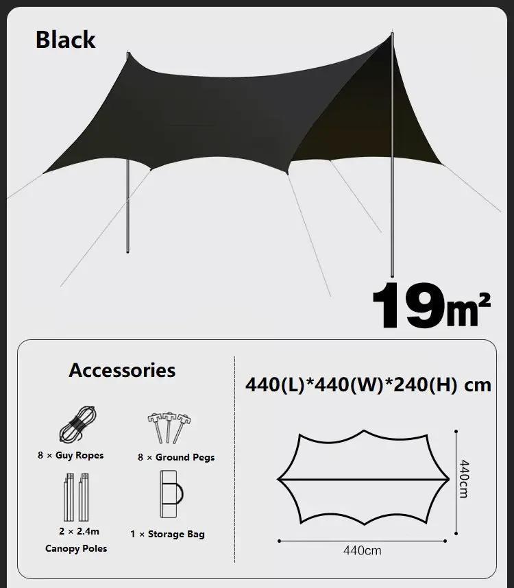 Camping Black-Glue Coating Canopy – Portable Beach & Outdoor Sun Shelter LCF10113 by ECOTREK