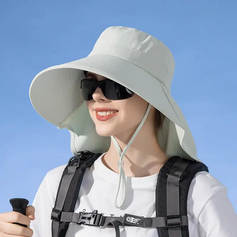 Black Sun Hats Wide Brim Bucket Outdoor Fishing Hiking Cap UV Protection by dealonline.co.nz