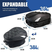 ECOTREK Motorcycle Tail Bags ECOTREK Expandable Waterproof Motorcycle Tail Bag & Backpack 25L–38L BQF1111 ECOTREK Expandable Waterproof Motorcycle Tail Bag & Backpack 25L–38L BQF1111
