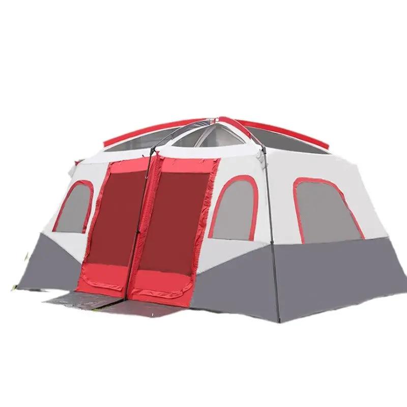 Camping Tent 420x305x210cm - Red/Grey/White by salelink.co.nz
