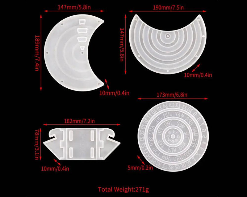 Moon Perpetual Calendar Resin Moulds for DIY Art Crafts, Home Wall Decoration (Calendar Resin Moulds Kit) by Resin Art NZ