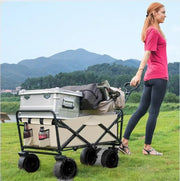 Foldable Outdoor Trolley Picnic Camping Cart 360° Rotating Wheels by dealonline.co.nz