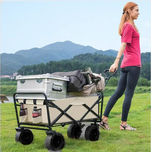 Foldable Outdoor Trolley Picnic Camping Cart 360° Rotating Wheels by dealonline.co.nz