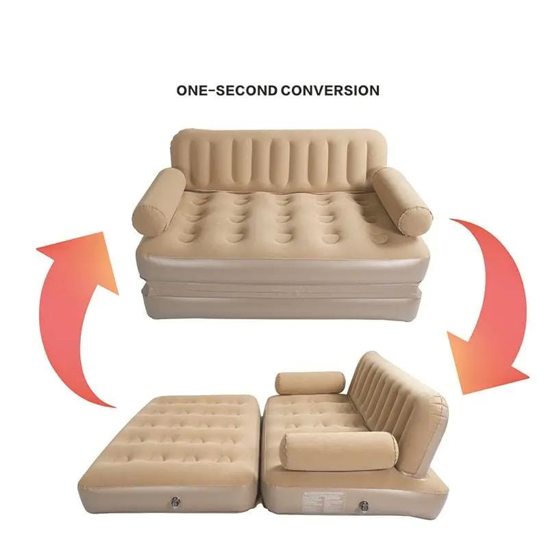 2-in-1 Inflatable Sofa Bed – Double Air Couch with High Backrest and Built-in Pump LX9521 by ECOTREK