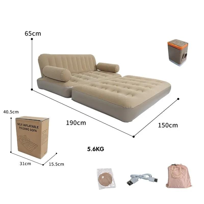 2-in-1 Inflatable Sofa Bed – Double Air Couch with High Backrest and Built-in Pump LX9521 by ECOTREK
