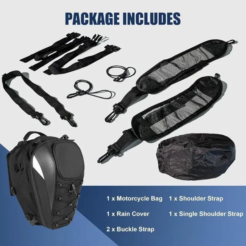 ECOTREK Motorcycle Tail Bags ECOTREK Expandable Waterproof Motorcycle Tail Bag & Backpack 25L–38L BQF1111 ECOTREK Expandable Waterproof Motorcycle Tail Bag & Backpack 25L–38L BQF1111