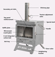 Wood Burning Stove – Outdoor Winter Heating Stove with Fire Viewing Glass SZXL2934 by ECOTREK