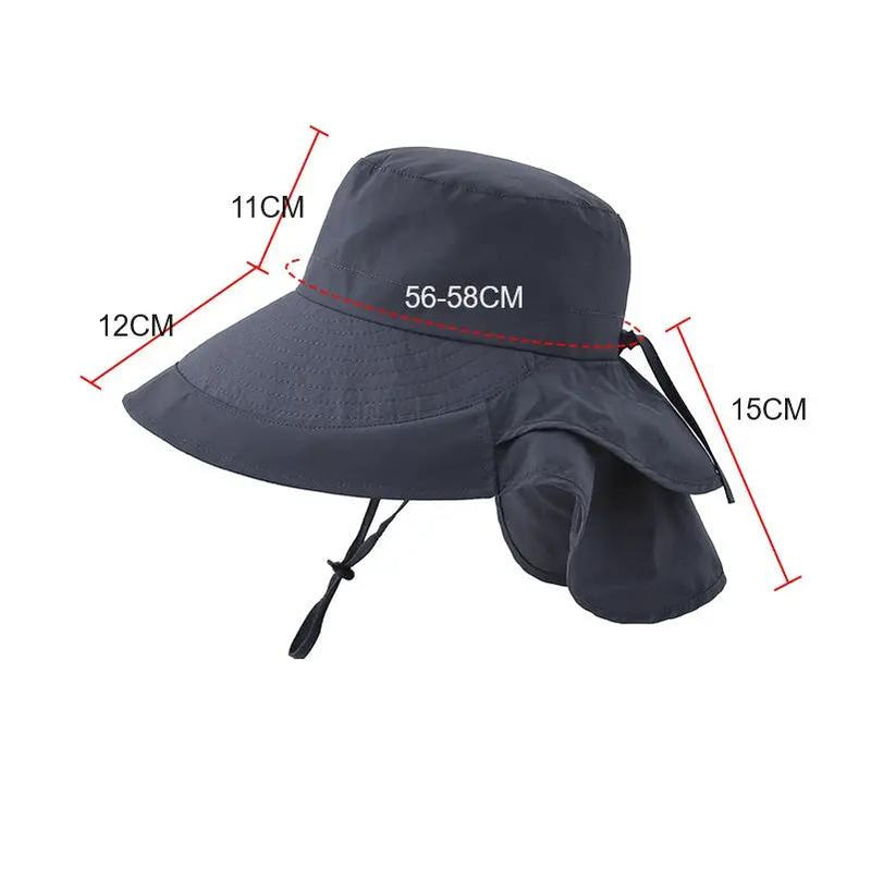 GREY Sun Hats Wide Brim Bucket Outdoor Fishing Hiking Cap UV Protection by dealonline.co.nz