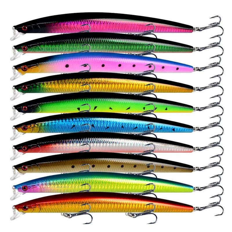 10pcs/p Large Fishing Lures 18cm Hard Bait Lures with Treble Hook Lifelike by dealonline.co.nz