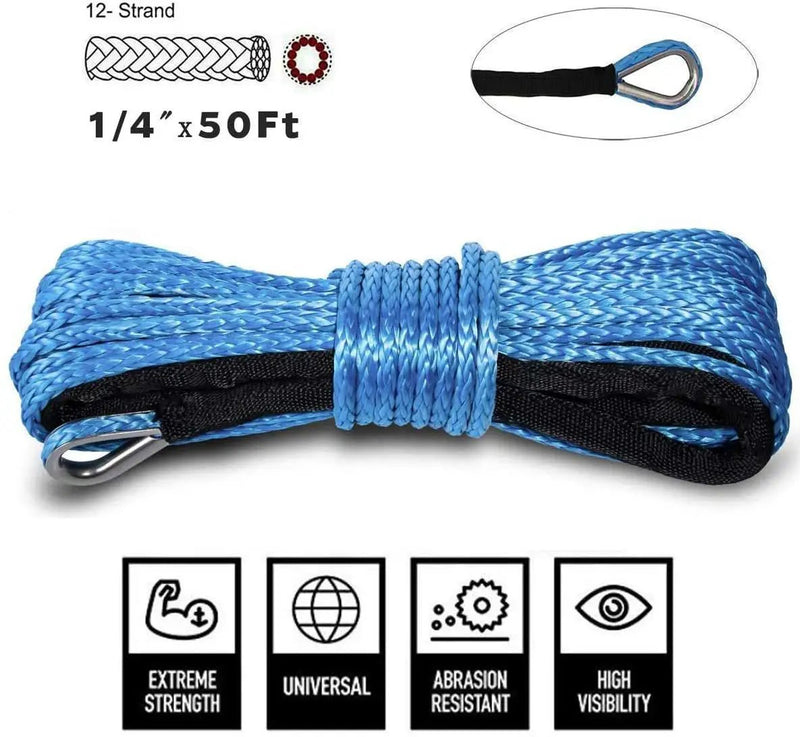 15M Synthetic Winch Line Cable Rope by salelink.co.nz