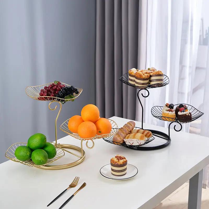 Luxury Multi-Layer Snack & Fruit Stand for Living Room, Kitchen Gold/Black by dealonline.co.nz