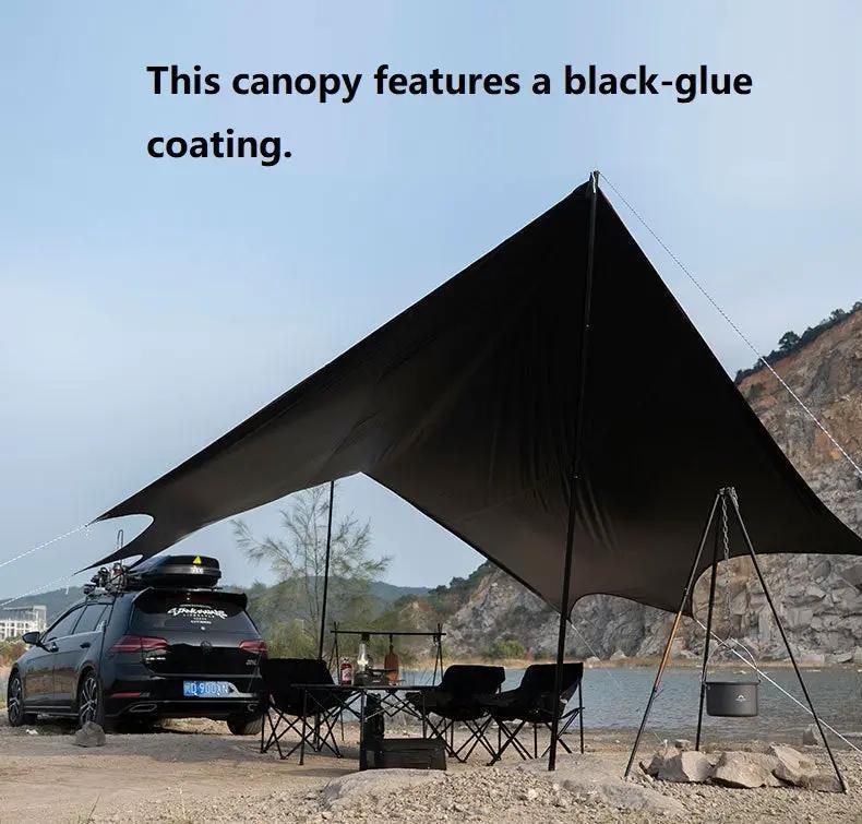 Camping Black-Glue Coating Canopy – Portable Beach & Outdoor Sun Shelter LCF10113 by ECOTREK