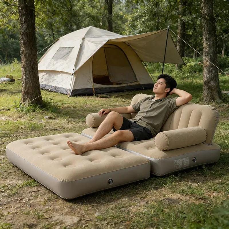 2-in-1 Inflatable Sofa Bed – Double Air Couch with High Backrest and Built-in Pump LX9521 by ECOTREK