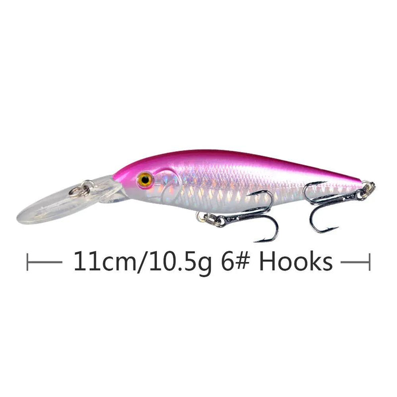 10 Pack Fishing Lures Hard Baits, 3D Eyes Minnow Fishing Lures 11cm 10.5g by dealonline.co.nz