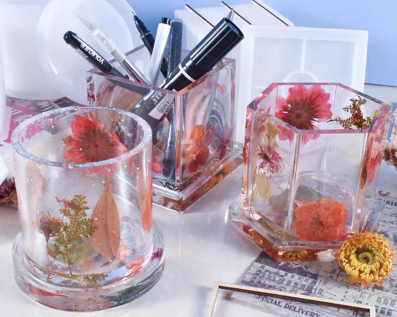 DIY Plant Pot mould, Cube and Cylinder Resin Planter moulds, Square Silicone moulds, DIY Flower Pot moulds, Pen Holder moulds by Resin Art NZ