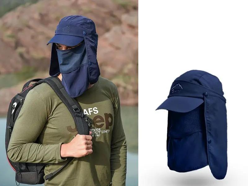 NAVY- Sun Hat Wide Brim Bucket Hats Outdoor Fishing Hiking Cap UV Protection by dealonline.co.nz