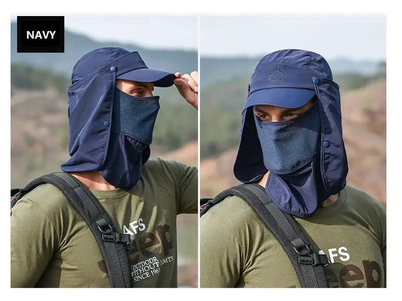 NAVY- Sun Hat Wide Brim Bucket Hats Outdoor Fishing Hiking Cap UV Protection by dealonline.co.nz