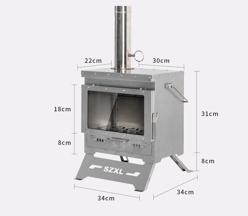 Wood Burning Stove – Outdoor Winter Heating Stove with Fire Viewing Glass SZXL2934 by ECOTREK