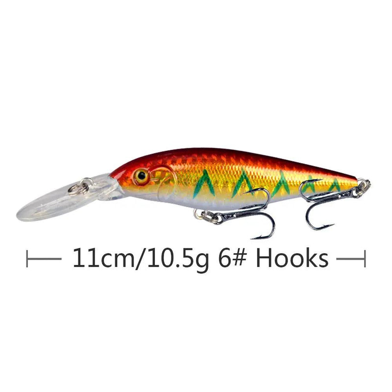 10 Pack Fishing Lures Hard Baits, 3D Eyes Minnow Fishing Lures 11cm 10.5g by dealonline.co.nz