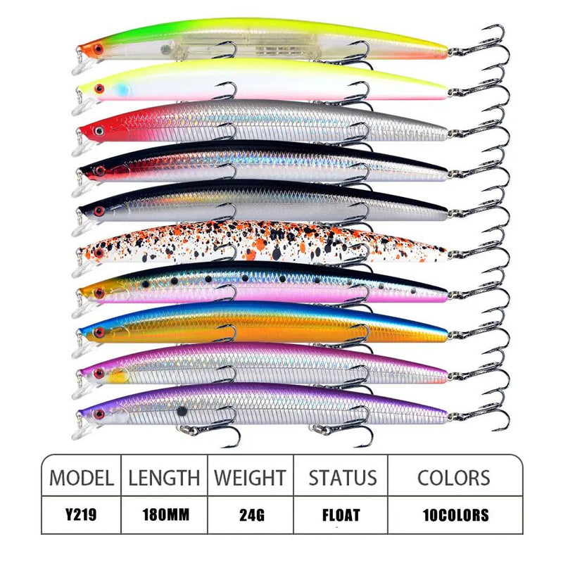 10pcs/p Large Fishing Lures 18cm Hard Bait Lures with Treble Hook Lifelike by dealonline.co.nz